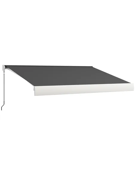 Outsunny 4 x 3(m) Electric Retractable Awning with Remote Controller, Aluminium Frame Sun Canopies for Patio Door Window