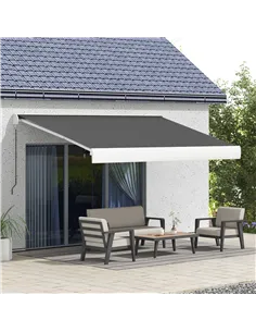 Outsunny 4 x 3(m) Electric Retractable Awning with Remote Controller, Aluminium Frame Sun Canopies for Patio Door Window 2