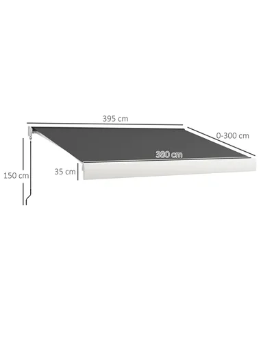 Outsunny 4 x 3(m) Electric Retractable Awning with Remote Controller, Aluminium Frame Sun Canopies for Patio Door Window