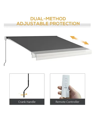 Outsunny 4 x 3(m) Electric Retractable Awning with Remote Controller, Aluminium Frame Sun Canopies for Patio Door Window