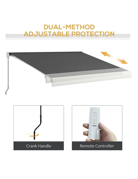 Outsunny 4 x 3(m) Electric Retractable Awning with Remote Controller, Aluminium Frame Sun Canopies for Patio Door Window