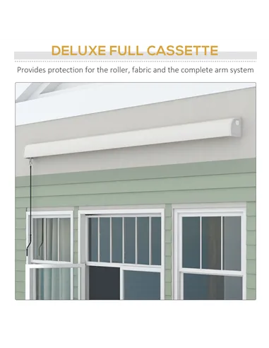 Outsunny 4 x 3(m) Electric Retractable Awning with Remote Controller, Aluminium Frame Sun Canopies for Patio Door Window