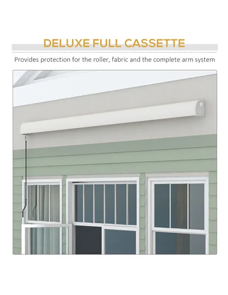 Outsunny 4 x 3(m) Electric Retractable Awning with Remote Controller, Aluminium Frame Sun Canopies for Patio Door Window