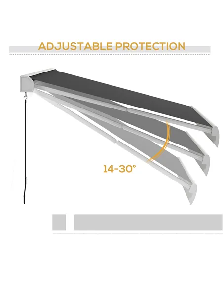 Outsunny 4 x 3(m) Electric Retractable Awning with Remote Controller, Aluminium Frame Sun Canopies for Patio Door Window