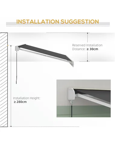 Outsunny 4 x 3(m) Electric Retractable Awning with Remote Controller, Aluminium Frame Sun Canopies for Patio Door Window
