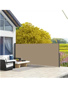Outsunny Retractable Side Awning, Outdoor Privacy Screen for Garden, Hot Tub, Balcony, Terrace, Pool, 400 x 160cm, Khaki 2
