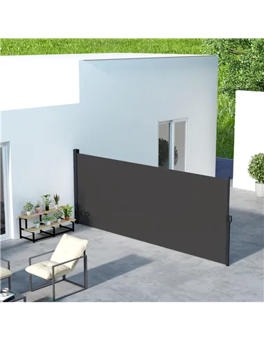 Outsunny Retractable Side Awning, Outdoor Privacy Screen for Garden, Hot Tub, Balcony, Terrace, Pool, 400 x 160cm, Black