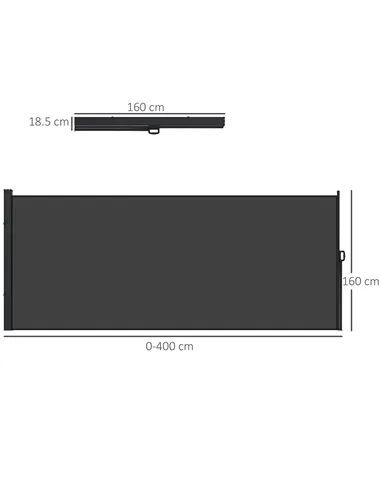 Outsunny Retractable Side Awning, Outdoor Privacy Screen for Garden, Hot Tub, Balcony, Terrace, Pool, 400 x 160cm, Black