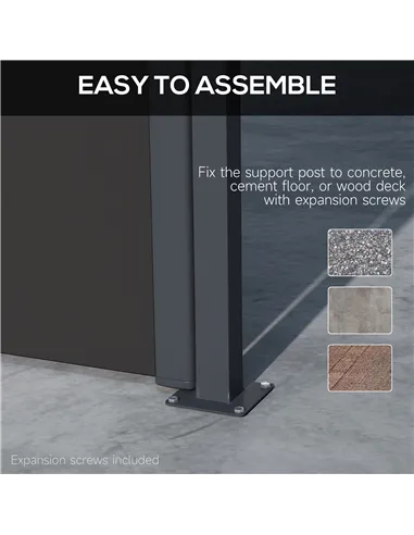 Outsunny Retractable Side Awning, Outdoor Privacy Screen for Garden, Hot Tub, Balcony, Terrace, Pool, 400 x 160cm, Black