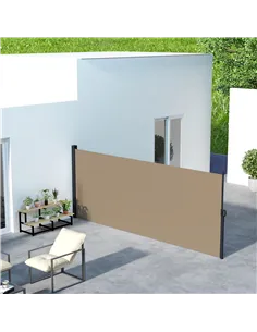 Outsunny Retractable Side Awning, Outdoor Privacy Screen for Garden, Hot Tub, Balcony, Terrace, Pool, 400 x 180cm, Khaki 2