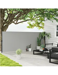 Outsunny 400 x x 160cm Retractable Side Awning - Light Grey 2
