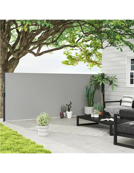 Outsunny 400 x x 160cm Retractable Side Awning - Light Grey