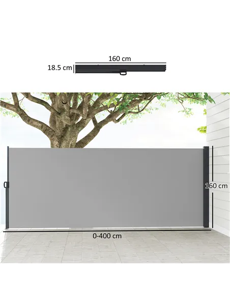 Outsunny 400 x x 160cm Retractable Side Awning - Light Grey
