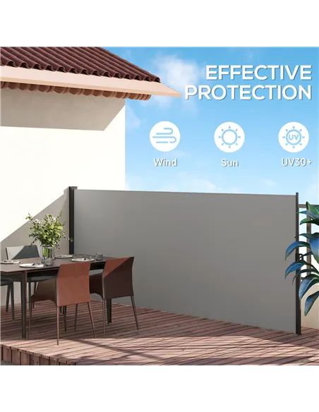 Outsunny 400 x x 160cm Retractable Side Awning - Light Grey