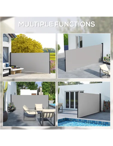Outsunny 400 x x 160cm Retractable Side Awning - Light Grey