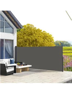 Outsunny Retractable Side Awning, Outdoor Privacy Screen for Garden, Hot Tub, Balcony, Terrace, Pool, 400 x 180cm, Dark Grey 2