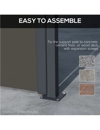 Outsunny Retractable Side Awning, Outdoor Privacy Screen for Garden, Hot Tub, Balcony, Terrace, Pool, 400 x 180cm, Dark Grey