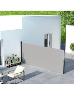 Outsunny Retractable Side Awning, Outdoor Privacy Screen for Garden, Hot Tub, Balcony, Terrace, Pool, 400 x 180cm, Light Grey 2