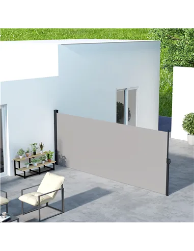 Outsunny Retractable Side Awning, Outdoor Privacy Screen for Garden, Hot Tub, Balcony, Terrace, Pool, 400 x 180cm, Light Grey