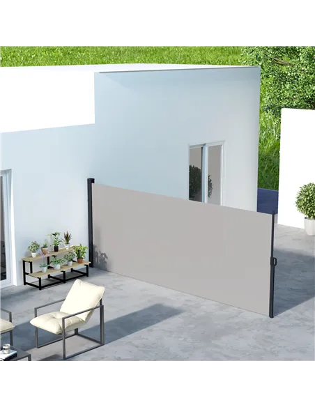 Outsunny Retractable Side Awning, Outdoor Privacy Screen for Garden, Hot Tub, Balcony, Terrace, Pool, 400 x 180cm, Light Grey