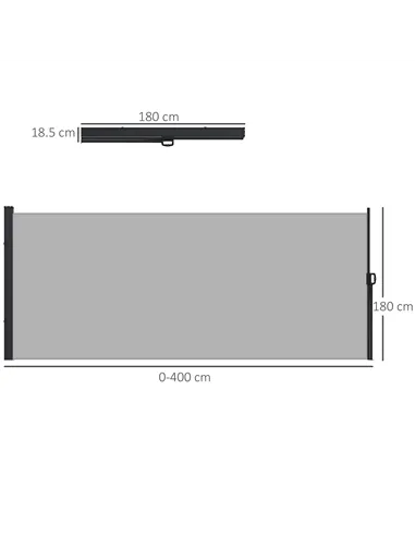 Outsunny Retractable Side Awning, Outdoor Privacy Screen for Garden, Hot Tub, Balcony, Terrace, Pool, 400 x 180cm, Light Grey