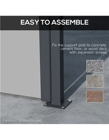 Outsunny Retractable Side Awning, Outdoor Privacy Screen for Garden, Hot Tub, Balcony, Terrace, Pool, 400 x 180cm, Light Grey