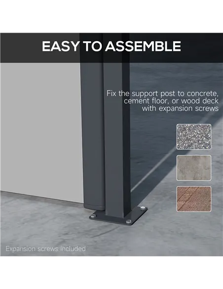 Outsunny Retractable Side Awning, Outdoor Privacy Screen for Garden, Hot Tub, Balcony, Terrace, Pool, 400 x 180cm, Light Grey