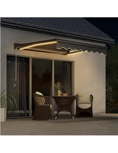 Outsunny 2 x 2.5m Electric Awning, with LED Light Strips - Grey 2
