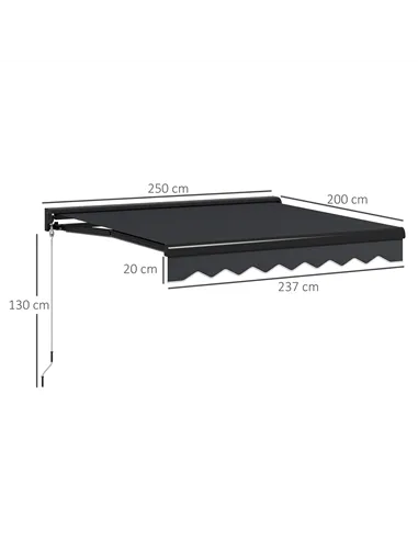 Outsunny 2 x 2.5m Electric Awning, with LED Light Strips - Grey