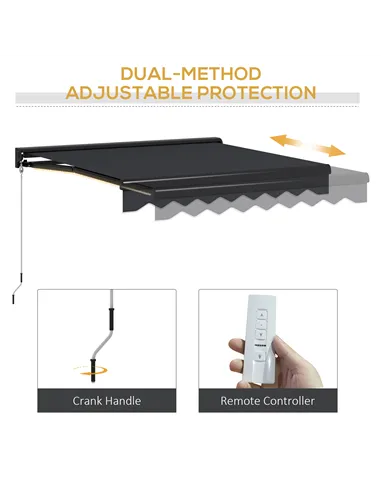 Outsunny 2 x 2.5m Electric Awning, with LED Light Strips - Grey