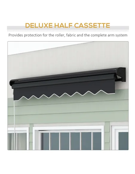 Outsunny 2 x 2.5m Electric Awning, with LED Light Strips - Grey