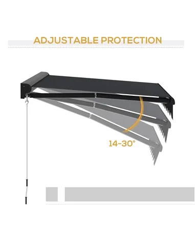 Outsunny 2 x 2.5m Electric Awning, with LED Light Strips - Grey