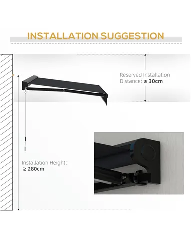 Outsunny 2 x 2.5m Electric Awning, with LED Light Strips - Grey