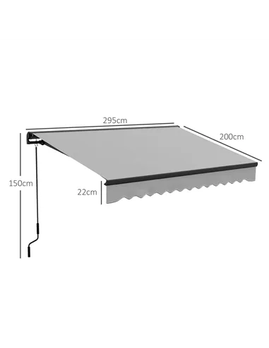 Outsunny Electric Awning with Aluminium Frame and Remote Control, 3 x 2m, Light Grey