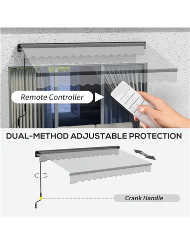 Outsunny Electric Awning with Aluminium Frame and Remote Control, 3 x 2m, Light Grey