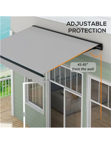Outsunny Electric Awning with Aluminium Frame and Remote Control, 3 x 2m, Light Grey