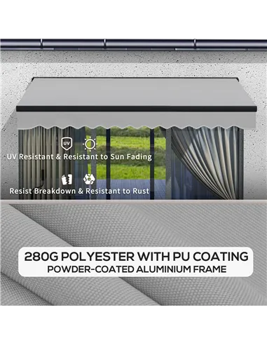 Outsunny Electric Awning with Aluminium Frame and Remote Control, 3 x 2m, Light Grey