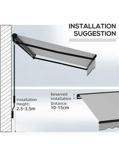 Outsunny Electric Awning with Aluminium Frame and Remote Control, 3 x 2m, Light Grey