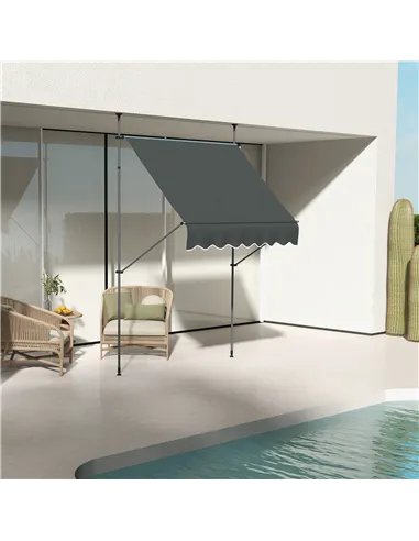 Outsunny 2 x 1.2m Manual Retractable Awning - Grey