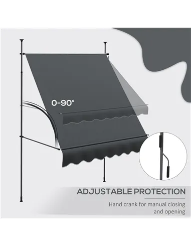 Outsunny 2 x 1.2m Manual Retractable Awning - Grey