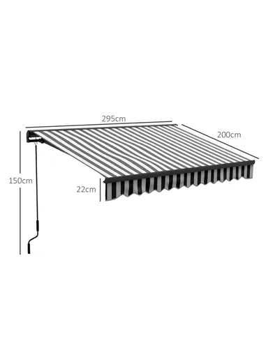 Outsunny 3 x 2m Aluminium Frame Electric Awning, with Remote - Grey/White