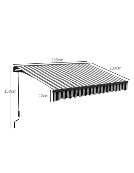 Outsunny 3 x 2m Aluminium Frame Electric Awning, with Remote - Grey/White