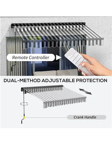 Outsunny 3 x 2m Aluminium Frame Electric Awning, with Remote - Grey/White