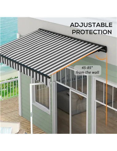Outsunny 3 x 2m Aluminium Frame Electric Awning, with Remote - Grey/White