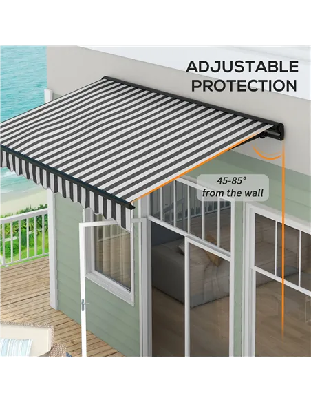 Outsunny 3 x 2m Aluminium Frame Electric Awning, with Remote - Grey/White
