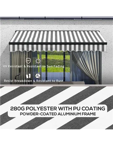 Outsunny 3 x 2m Aluminium Frame Electric Awning, with Remote - Grey/White
