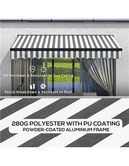 Outsunny 3 x 2m Aluminium Frame Electric Awning, with Remote - Grey/White