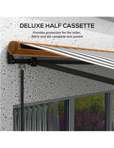 Outsunny 3 x 2m Aluminium Frame Electric Awning, with Remote - Grey/White