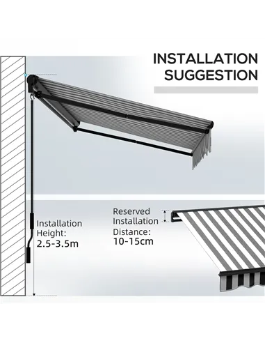 Outsunny 3 x 2m Aluminium Frame Electric Awning, with Remote - Grey/White
