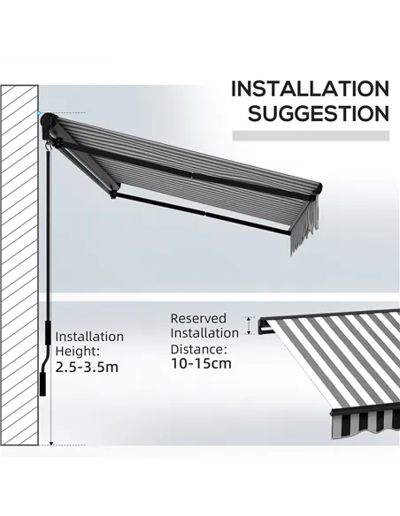 Outsunny 3 x 2m Aluminium Frame Electric Awning, with Remote - Grey/White